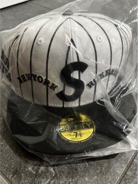 Supreme Home Run Logo New Era Pinstripe Fitted Cap 7 5/8